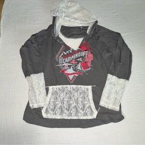 Panhandle brand ‎ Gray and White Long Sleeve Tee with Campground Graphic